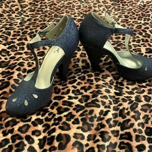Cupid heels 5.5 pinup ModCloth vlv rockabilly vixen retro blue sparkle